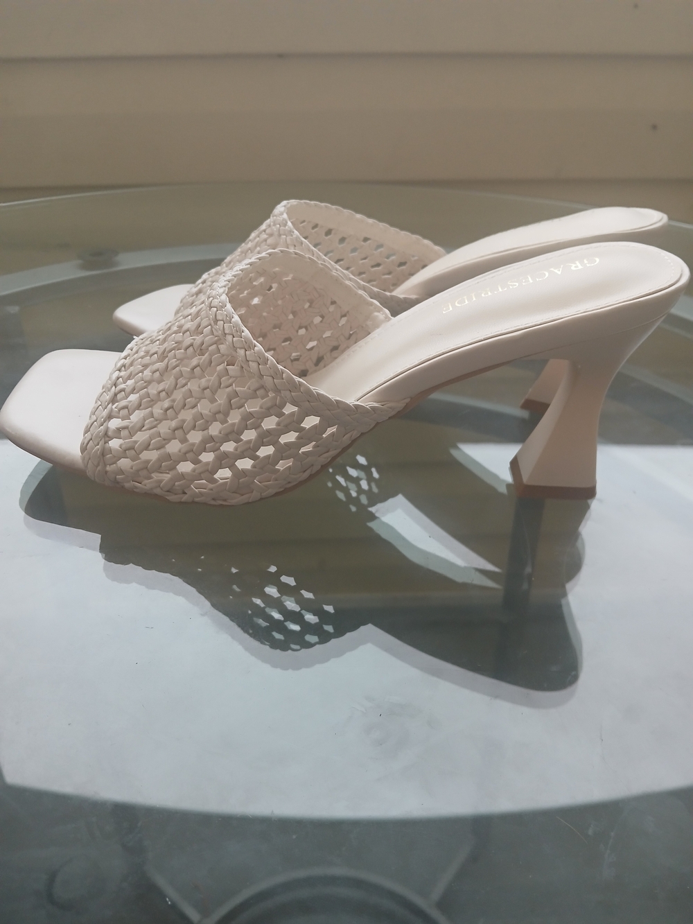 & Other Stories Cream Woven Slide Heels